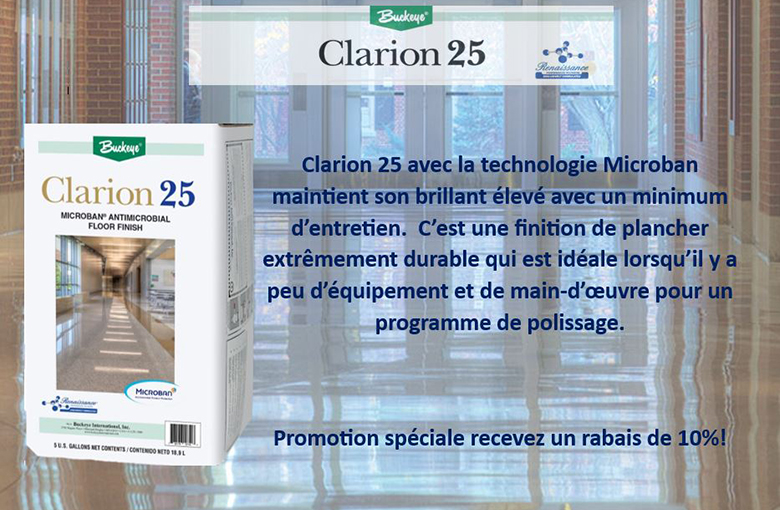 Clarion 25 avec la technologie Microban, recevez un rabais de 10%